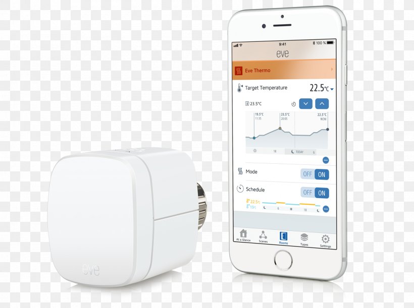 HomeKit Elgato Eve Thermo Thermostatic Radiator Valve Apple Sensor, PNG, 1600x1194px, Homekit, Apple, Bluetooth Low Energy, Communication Device, Electrical Switches Download Free