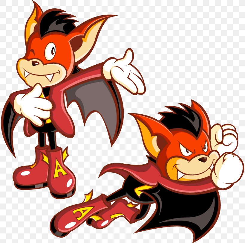Aero The Acro-Bat Super Nintendo Entertainment System Zero The Kamikaze Squirrel Sonic The Hedgehog Art, PNG, 814x812px, Aero The Acrobat, Art, Artwork, Carnivoran, Cartoon Download Free