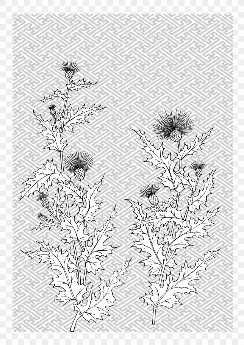 Flower Line Plant, PNG, 1240x1754px, Flower, Artwork, Black And White, Border, Branch Download Free