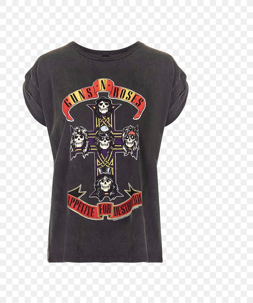 T-shirt Guns N' Roses Appetite For Destruction Top Fashion, PNG, 800x980px, Watercolor, Cartoon, Flower, Frame, Heart Download Free