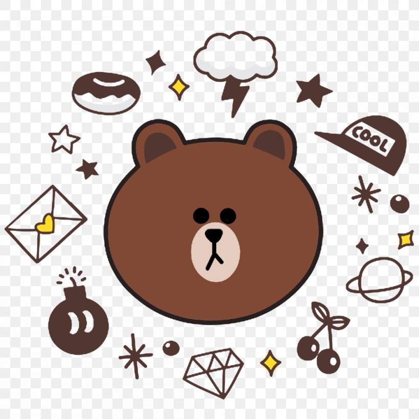 Brown Bear Line Display Resolution Wallpaper, PNG, 1000x1000px, Watercolor,  Cartoon, Flower, Frame, Heart Download Free