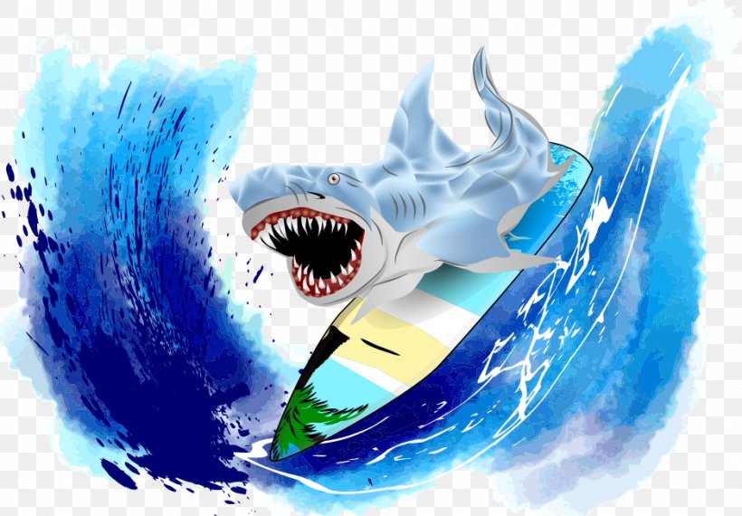Shark Surfing Clip Art, PNG, 938x653px, Shark, Art, Blue, Cartoon, Fish Download Free