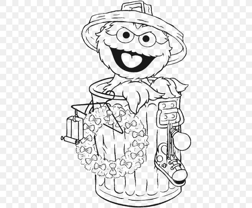 Oscar The Grouch Elmo Big Bird Coloring Book Drawing, PNG, 427x676px, Watercolor, Cartoon, Flower, Frame, Heart Download Free