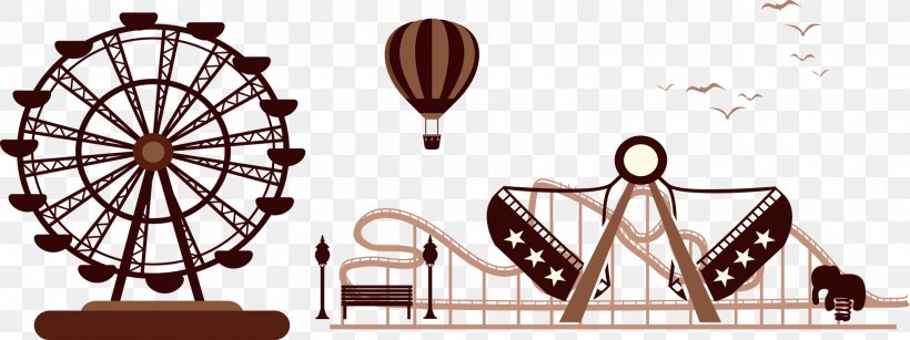 Amusement Park Silhouette Ferris Wheel, PNG, 2032x761px, Amusement Park, Brand, Carousel, Drawing, Ferris Wheel Download Free