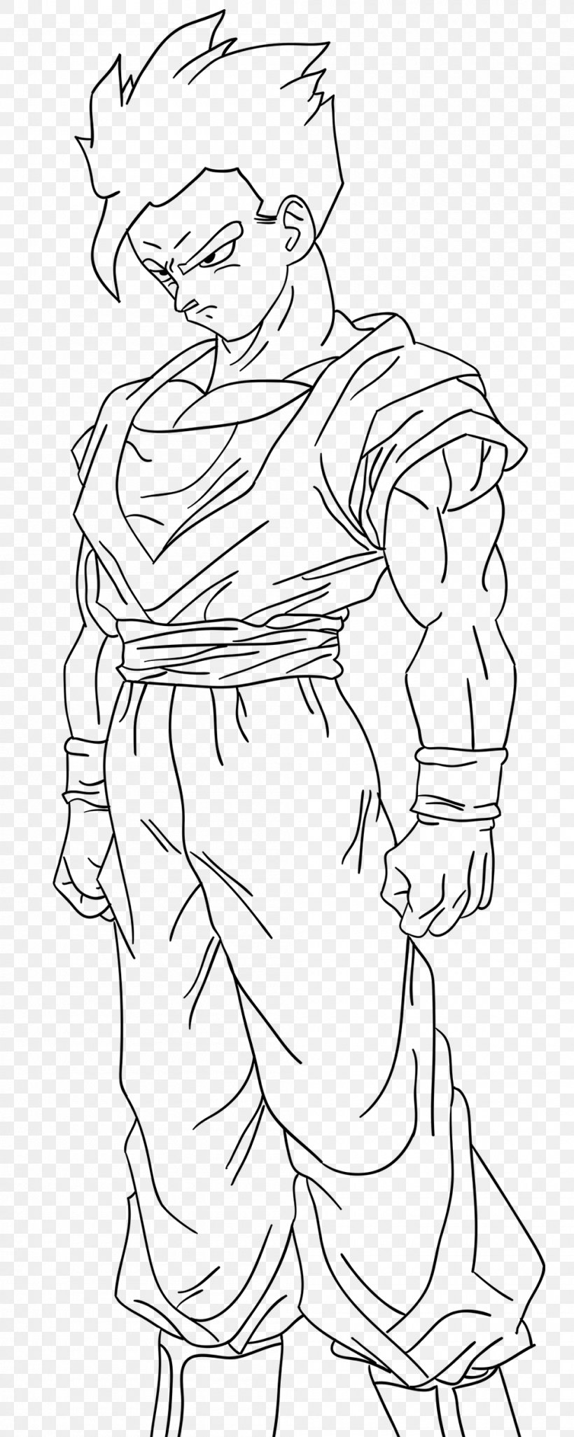 Gohan Goku Trunks Gotenks Line Art, PNG, 1000x2500px, Gohan, Arm, Art, Artwork, Black And White Download Free