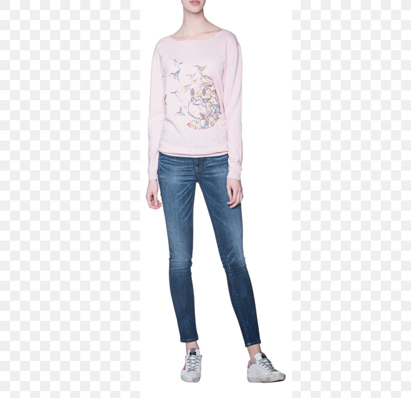 Long-sleeved T-shirt Jeans Long-sleeved T-shirt Tally WEIJL Sweat Gris & Rose, PNG, 618x794px, Tshirt, Clothing, Denim, Jeans, Leggings Download Free
