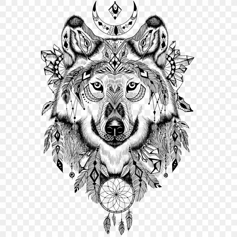 Back To Earth Wolf Dream Catcher Tattoo T-shirt Zazzle, PNG, 1200x1200px, Wolf, Animal, Art, Blackandwhite, Coloring Book Download Free