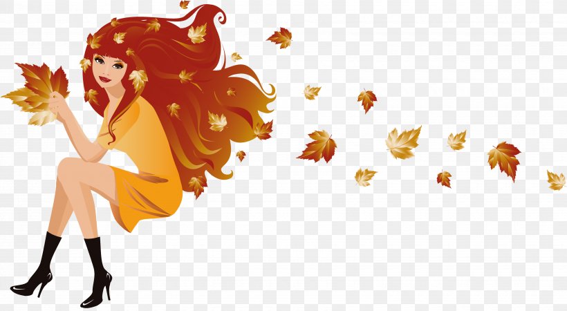 Autumn Woman Clip Art, PNG, 3500x1922px, Watercolor, Cartoon, Flower, Frame, Heart Download Free