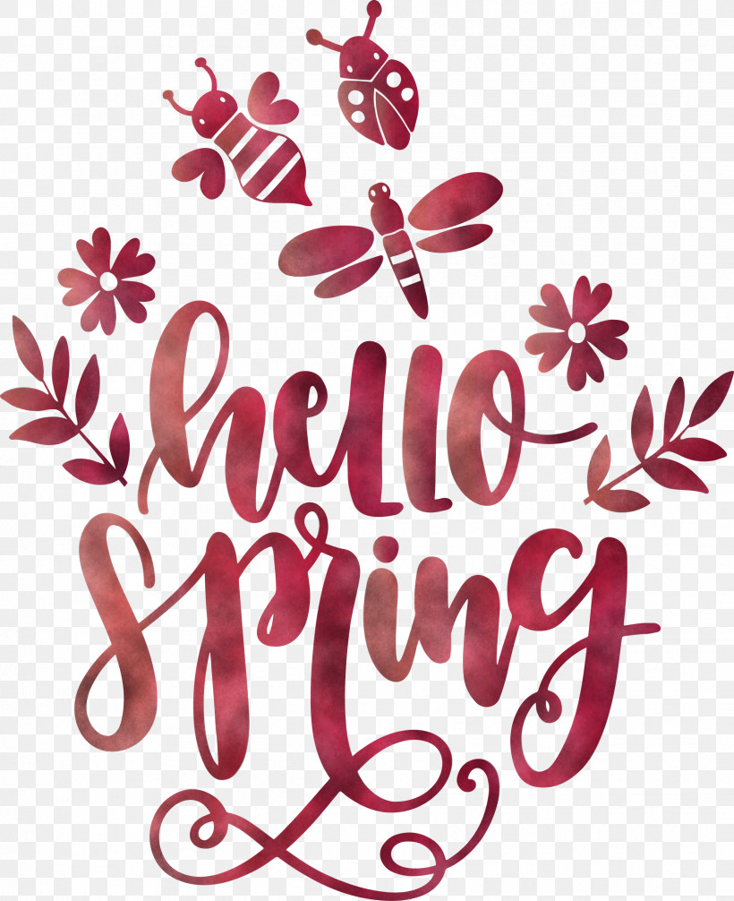 Hello Spring Spring, PNG, 2443x3000px, Hello Spring, Calligraphy, Flower, Love, Pink Download Free