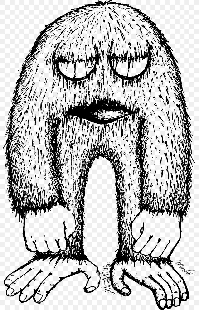 Bigfoot Drawing Black And White Clip Art, PNG, 798x1280px, Watercolor, Cartoon, Flower, Frame, Heart Download Free