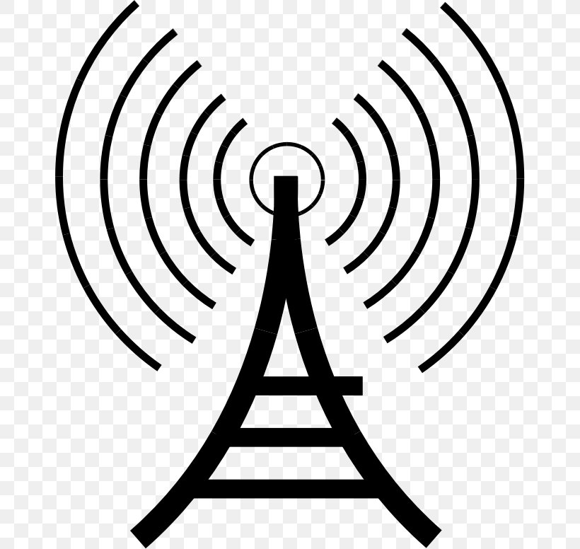 Radio Telecommunications Tower Broadcasting Clip Art, PNG, 664x776px, Radio, Amateur Radio, Artwork, Black And White, Broadcasting Download Free