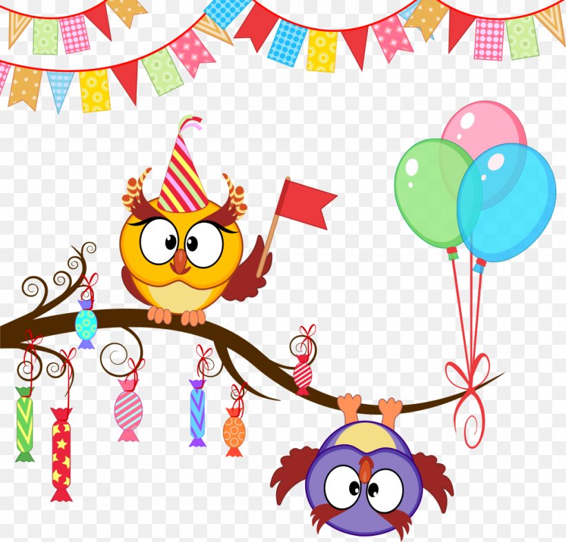 Owl Party Birthday Gift Clip Art, PNG, 1000x959px, Owl, Area, Art, Baby Toys, Balloon Download Free