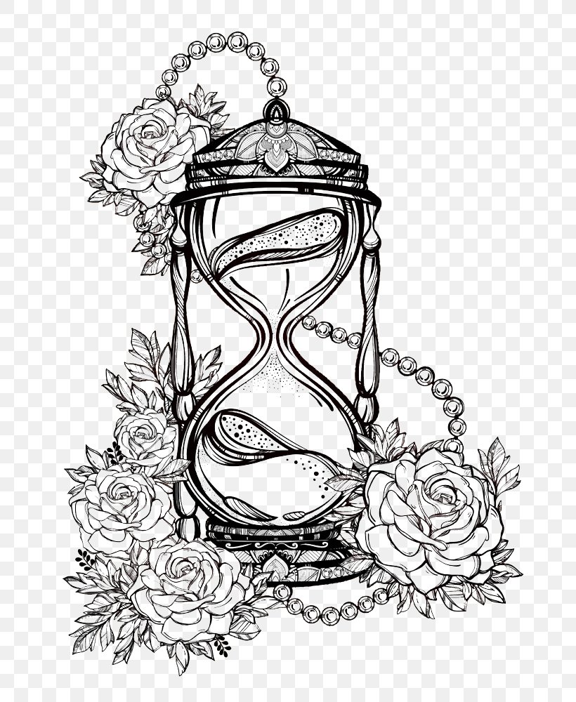 Drawing Hourglass Sketch, PNG, 714x1000px, Drawing, Art, Artwork, Black And White, Flower Download Free