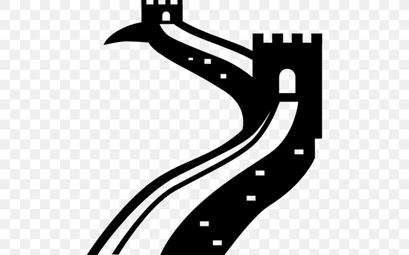 Great Wall Of China Monument Clip Art, PNG, 512x512px, Great Wall Of China, Area, Artwork, Black, Black And White Download Free