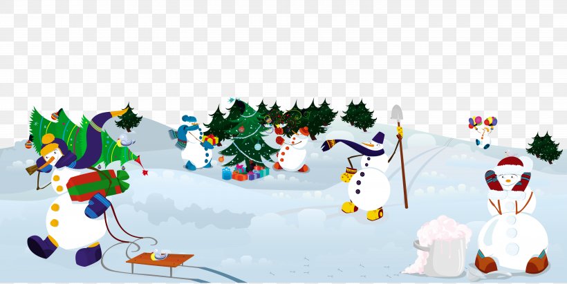 Snowman Winter Illustration, PNG, 6000x3012px, Snowman, Art, Banner, Cartoon, Christmas Download Free