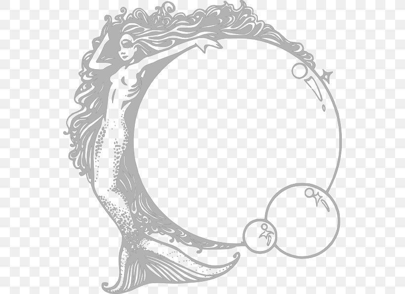 Mermaid Drawing Clip Art, PNG, 564x595px, Mermaid, Area, Black, Black And White, Drawing Download Free