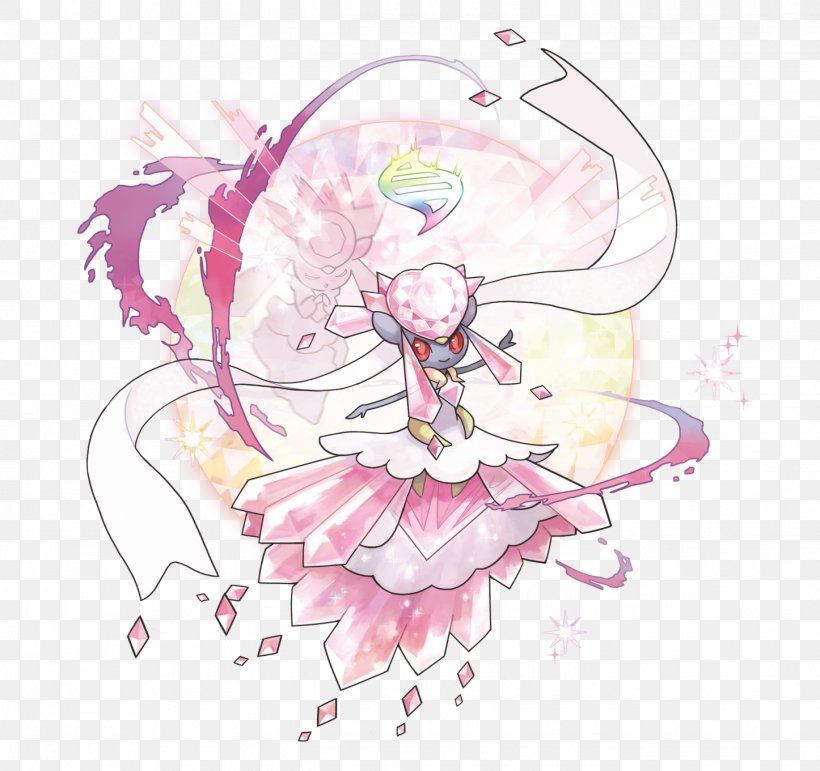 Pokémon Omega Ruby And Alpha Sapphire Pokémon Sun And Moon Diancie Evolution, PNG, 1446x1361px, Watercolor, Cartoon, Flower, Frame, Heart Download Free