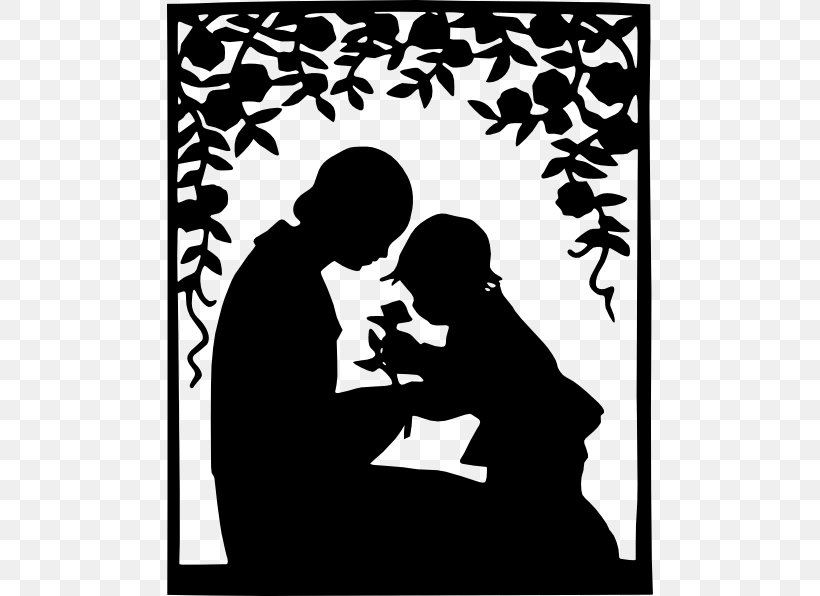Mother Child Silhouette Clip Art, PNG, 486x596px, Mother, Art, Black And White, Cartoon, Child Download Free