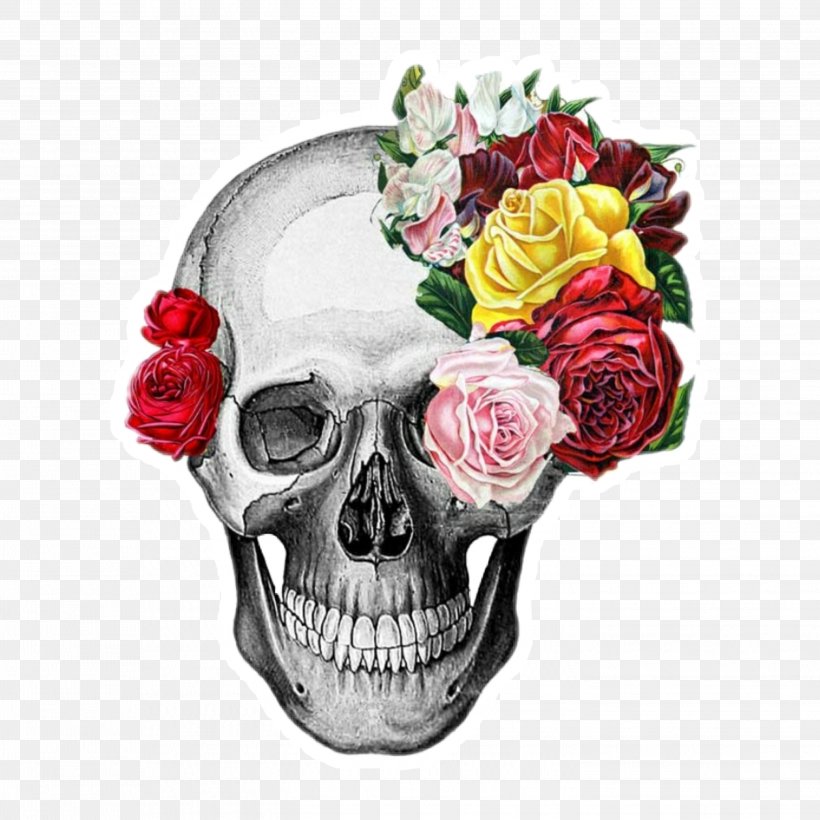 Human Skull Symbolism Flower Drawing Printing, PNG, 2896x2896px, Skull, Art, Bone, Common Daisy, Cut Flowers Download Free