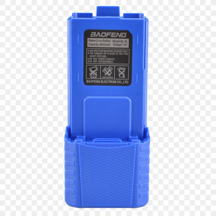 Baofeng UV-5R V2+ Volt Lithium-ion Battery Electric Battery Electronic Component, PNG, 1000x1000px, Baofeng Uv5r V2, Cobalt Blue, Electric Battery, Electric Blue, Electronic Component Download Free