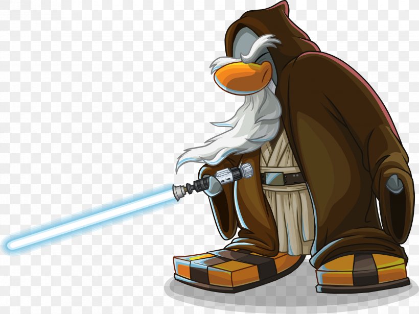 Club Penguin Obi-Wan Kenobi Star Wars Han Solo, PNG, 3295x2473px, Penguin, Beak, Bird, Character, Clothing Download Free