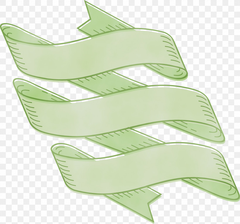 Green Leaf Wing, PNG, 3000x2804px, Ribbon, Green, Leaf, Multiple Ribbon, Paint Download Free