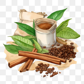 Coffee Beans Bag - Coffee Beans With Cinnamon Illustration PNG