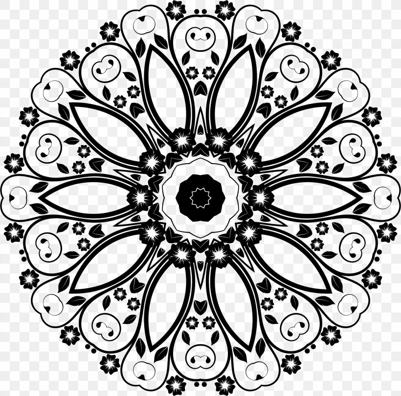 Flower Circle Drawing Floral Design, PNG, 2312x2288px, Flower, Bicycle Part, Bicycle Wheel, Black, Black And White Download Free