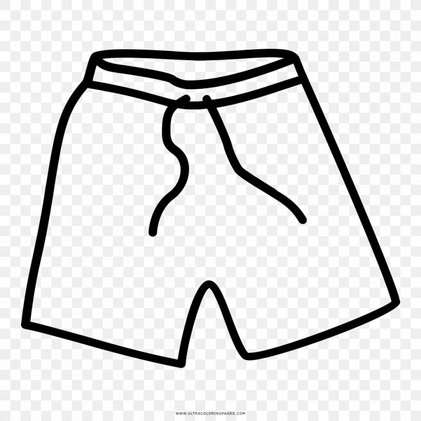 Shorts Drawing Coloring Book Pants Trunks, PNG, 1000x1000px, Shorts, Area, Ausmalbild, Bermuda Shorts, Black Download Free