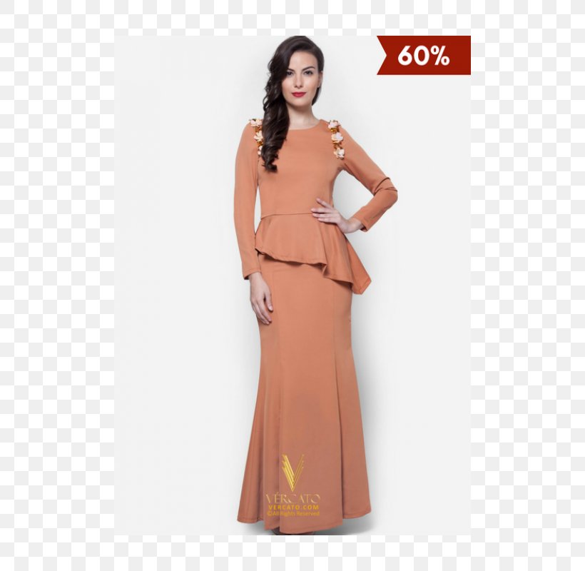 Baju Kurung Maxi Dress Lace Embellishment, PNG, 500x800px, Baju Kurung, Beige, Bodice, Bridal Party Dress, Brown Download Free