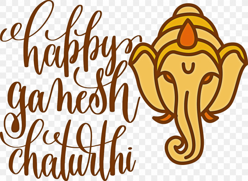 Happy Ganesh Chaturthi, PNG, 2999x2193px, Happy Ganesh Chaturthi, Calligraphy, Drawing, Festival, Lettering Download Free