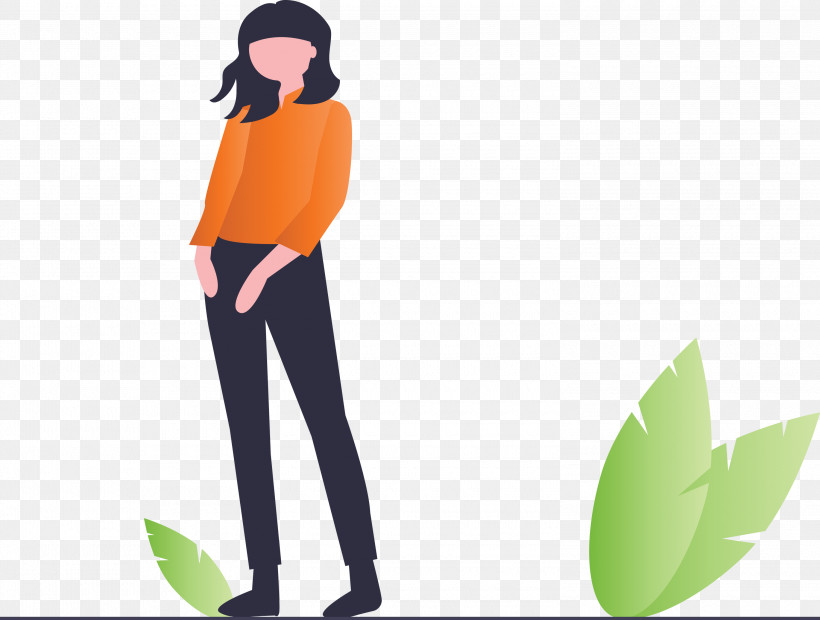 Modern Girl, PNG, 3000x2271px, Modern Girl, Leaf, Plant, Standing, Trousers Download Free