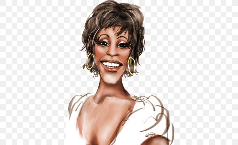 Whitney Houston Caricature Celebrity Clip Art, PNG, 500x500px, Watercolor, Cartoon, Flower, Frame, Heart Download Free