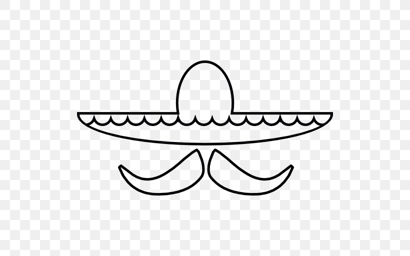 Mexico Hat Mexican Cuisine Sombrero Moustache, PNG, 512x512px, Mexico, Area, Artwork, Black And White, Drawing Download Free