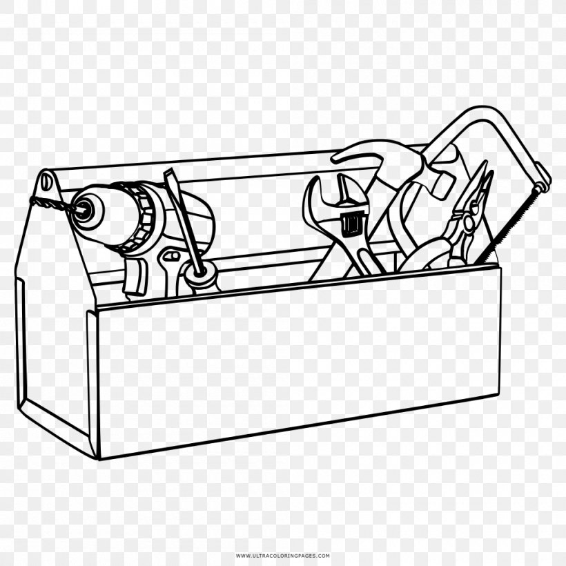 Tool Boxes Coloring Book Drawing Pliers, PNG, 1000x1000px, Tool Boxes, Area, Ausmalbild, Black And White, Box Download Free