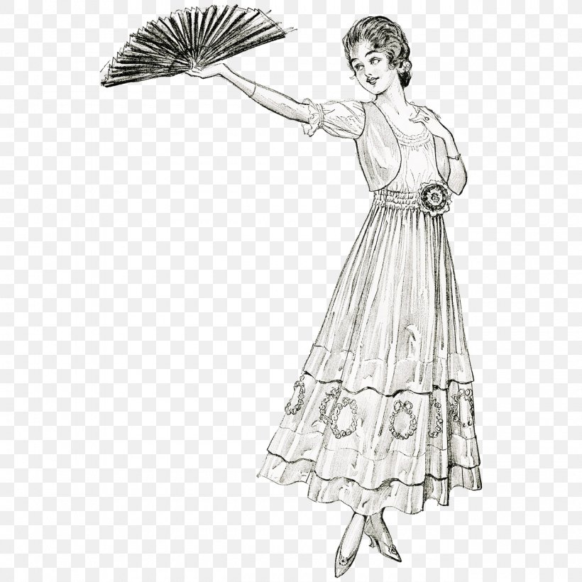 Woman Victorian Era Edwardian Era Sketch Illustration, PNG, 1280x1280px, Woman, Arm, Art, Artwork, Black And White Download Free