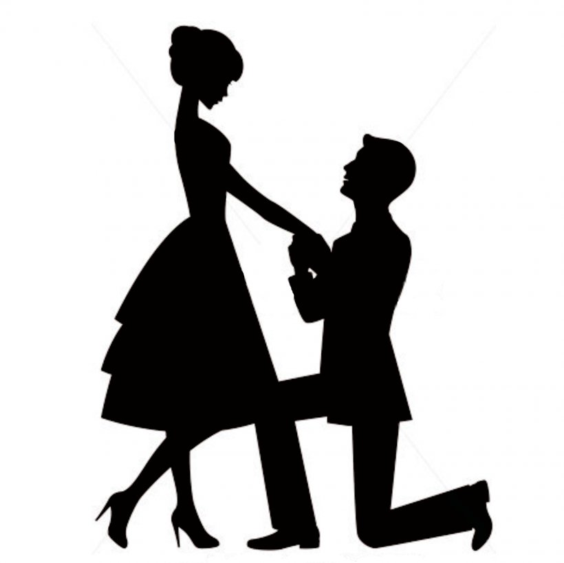 Marriage Proposal Engagement Wedding Cake Topper Silhouette Romance, PNG, 1600x1600px, Marriage Proposal, Black And White, Bride, Cake, Dress Download Free