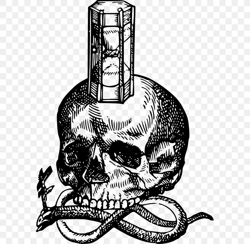 Hourglass Death Human Skull Symbolism, PNG, 583x800px, Hourglass, Art, Black And White, Bone, Death Download Free