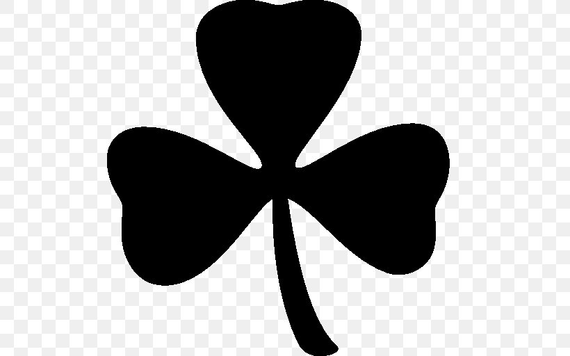 Four-leaf Clover Shamrock, PNG, 512x512px, Fourleaf Clover, Black And White, Clover, Flower, Flowering Plant Download Free