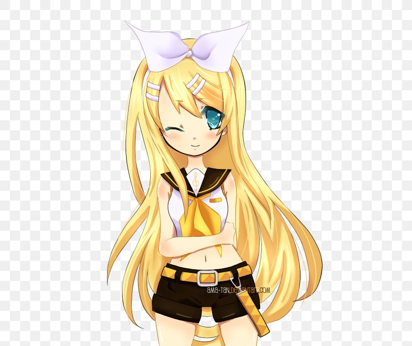 Kagamine Rin/Len Long Hair Blond Vocaloid, PNG, 513x690px, Watercolor, Cartoon, Flower, Frame, Heart Download Free