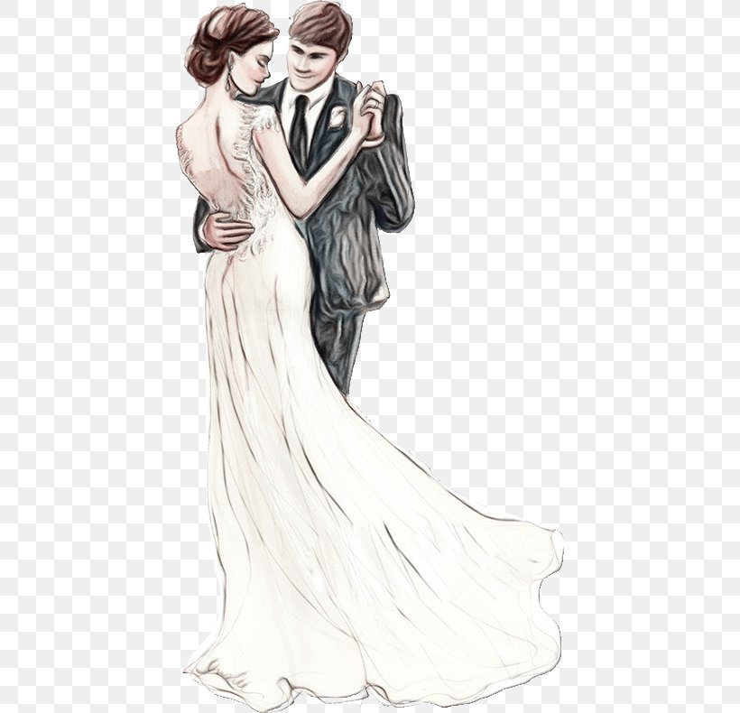 Drawing Wedding Fashion Illustration Watercolor Painting, PNG, 431x790px, Drawing, Art, Black Hair, Bride, Bridegroom Download Free
