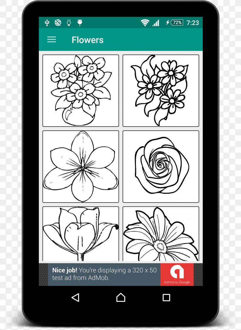 Coloring Book Android Child Flower, PNG, 1588x2178px, Coloring Book, Android, Black And White, Book, Child Download Free