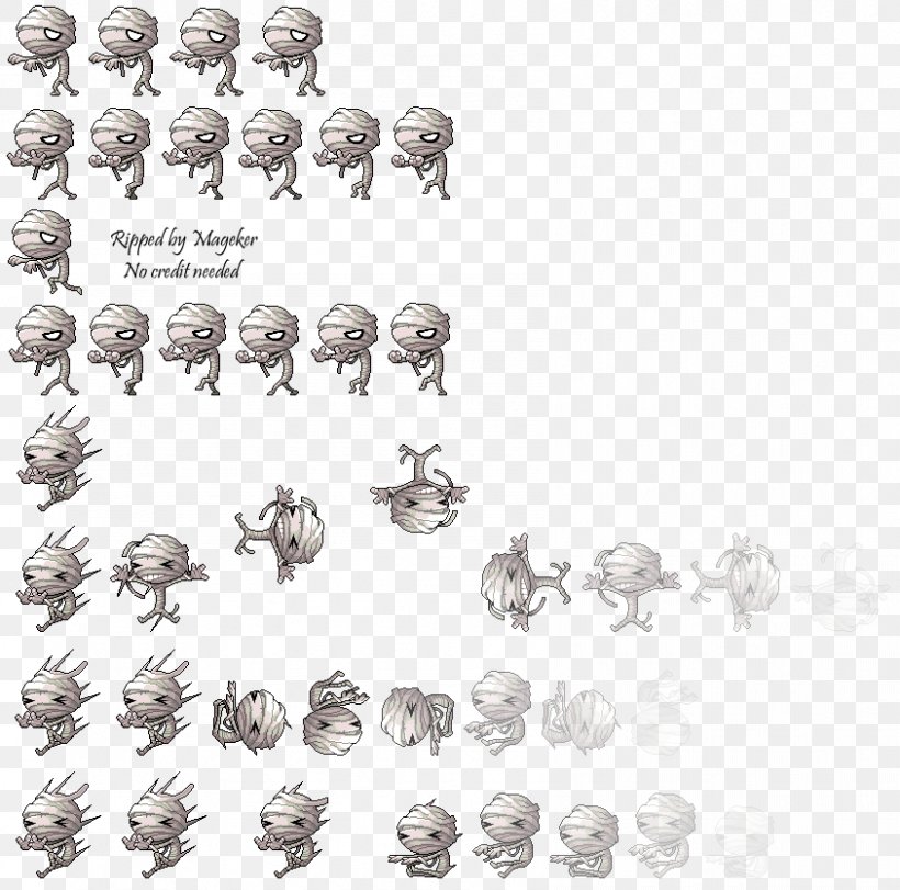 Sprite MapleStory Mummy Video Game, PNG, 844x835px, 2d Computer Graphics, Sprite, Animation, Black And White, Body Jewelry Download Free