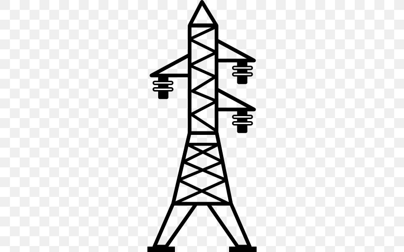 Transmission Tower Electric Power Transmission Electricity Overhead Power Line, PNG, 512x512px, Transmission Tower, Black, Black And White, Electric Power, Electric Power System Download Free