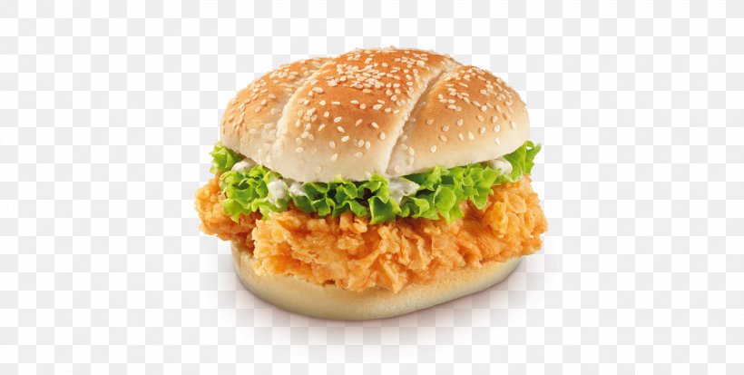 KFC Fried Chicken Hamburger Chicken Sandwich Fast Food, PNG, 1984x1000px, Kfc, American Food, Breakfast Sandwich, Buffalo Burger, Bun Download Free
