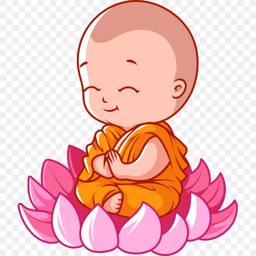 Buddhism Cartoon Buddha's Birthday Vesak, PNG, 1000x1000px, Watercolor, Cartoon, Flower, Frame, Heart Download Free