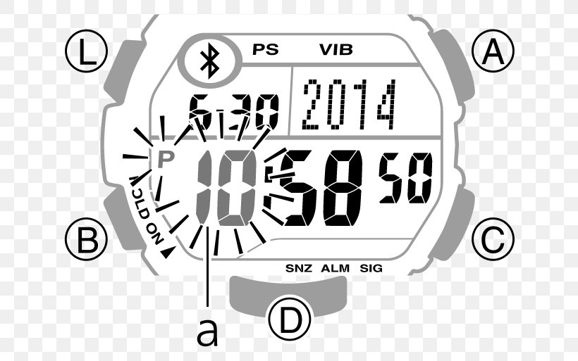 Casio Illuminator Watch Clock Product Manuals, PNG, 640x513px, Casio, Alarm Clocks, Area, Black And White, Brand Download Free