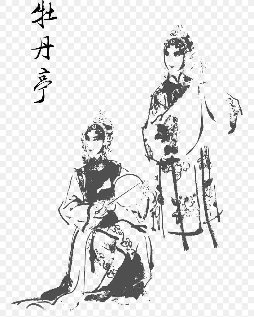 Chinese Opera Ink Wash Painting Peking Opera Chinese Painting, PNG, 746x1024px, Chinese Opera, Art, Black And White, Cartoon, Chinese Painting Download Free