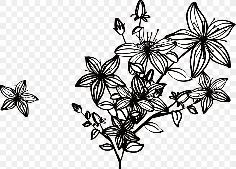 Designer Euclidean Vector Computer File, PNG, 2690x1928px, Flower, Black And White, Creativity, Designer, Drawing Download Free