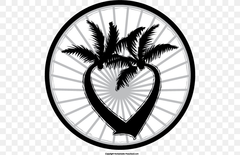 Tree Circle Arecaceae Clip Art, PNG, 514x532px, Tree, Arecaceae, Beach, Black And White, Clock Download Free
